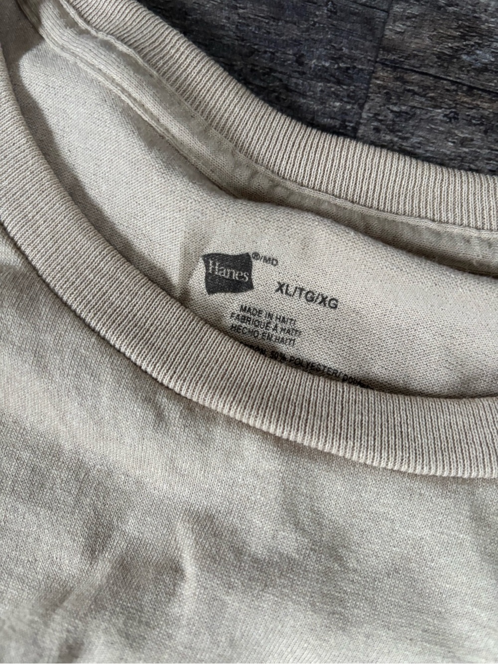 Hanes Unisex Short Sleeve Crew T-Shirt in Beige - Picture 3 of 3